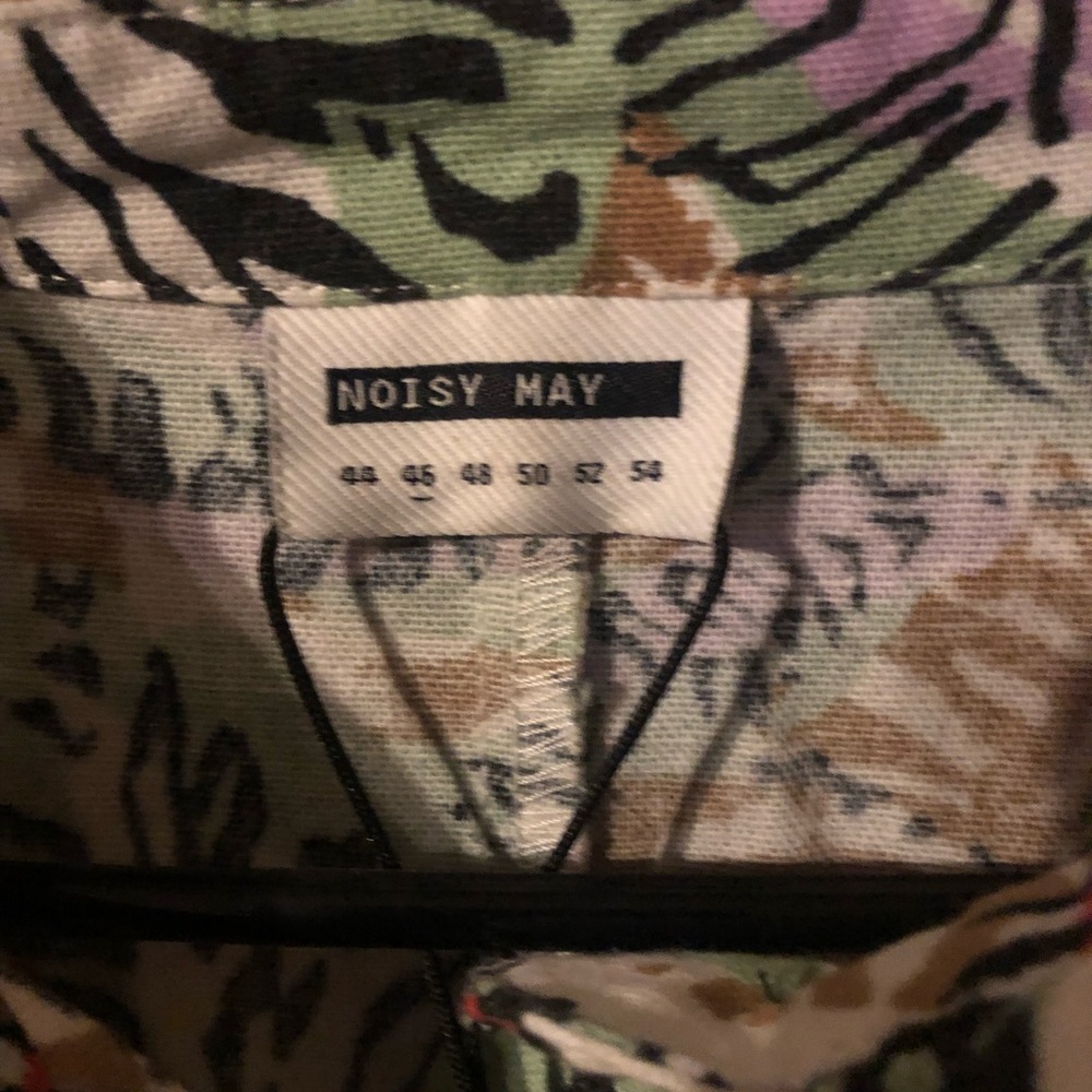 Noisy May Shirt Romper Animal Print Playsuit Multi-Color Collar Button Tie - Picture 4 of 8